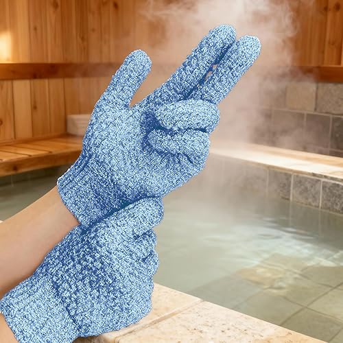 Miniatura 65 de Evridwear Guantes de baño exfoliantes de doble textura para ducha, spa, masaje y exfoliaciones corporales, removedor de células muertas de la piel