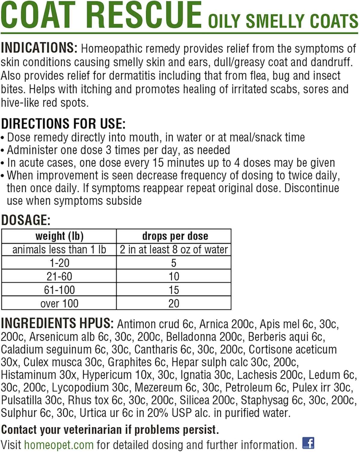 HomeoPet Coat Rescue 15ml : Pet Flea And Tick Sprays : Pet Supplies