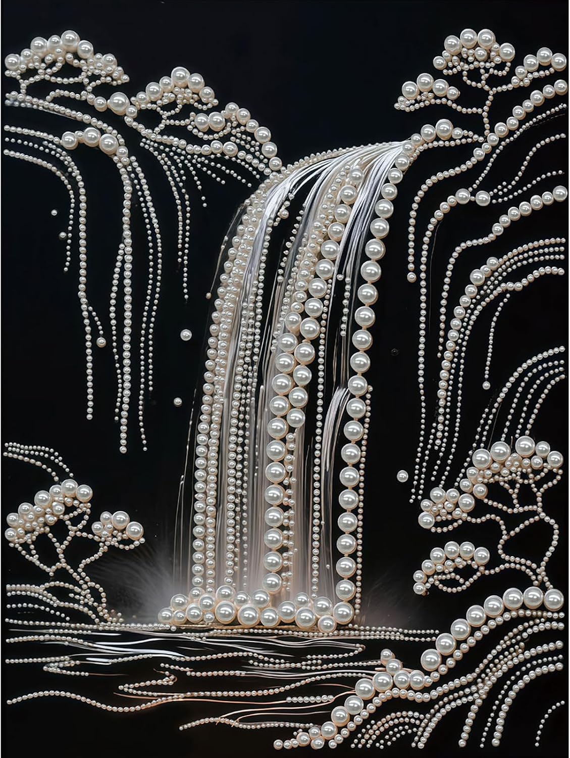 POETRYDRAW DIY Diamond Pearl Painting Kit for Adults Waterfall, Beginner Friendly Craft Kits with Frame 30x40cm, Home Decor Housewarming Gift, Diamond Dots Beads Canvas Art for Wall Decor