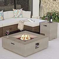 Vista 20 de COSIEST Mesa de café con brasero de propano para exteriores con base redonda de 42 pulgadas color beige, calentador de patio certificado, quemador