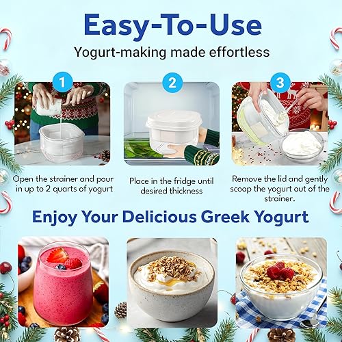 Miniatura 2 de Ultimate Colador de yogur  Haz un delicioso yogur griego alto en proteínas, 70% menos de azúcar y lactosa  Máquina de yogur griego de malla fina de