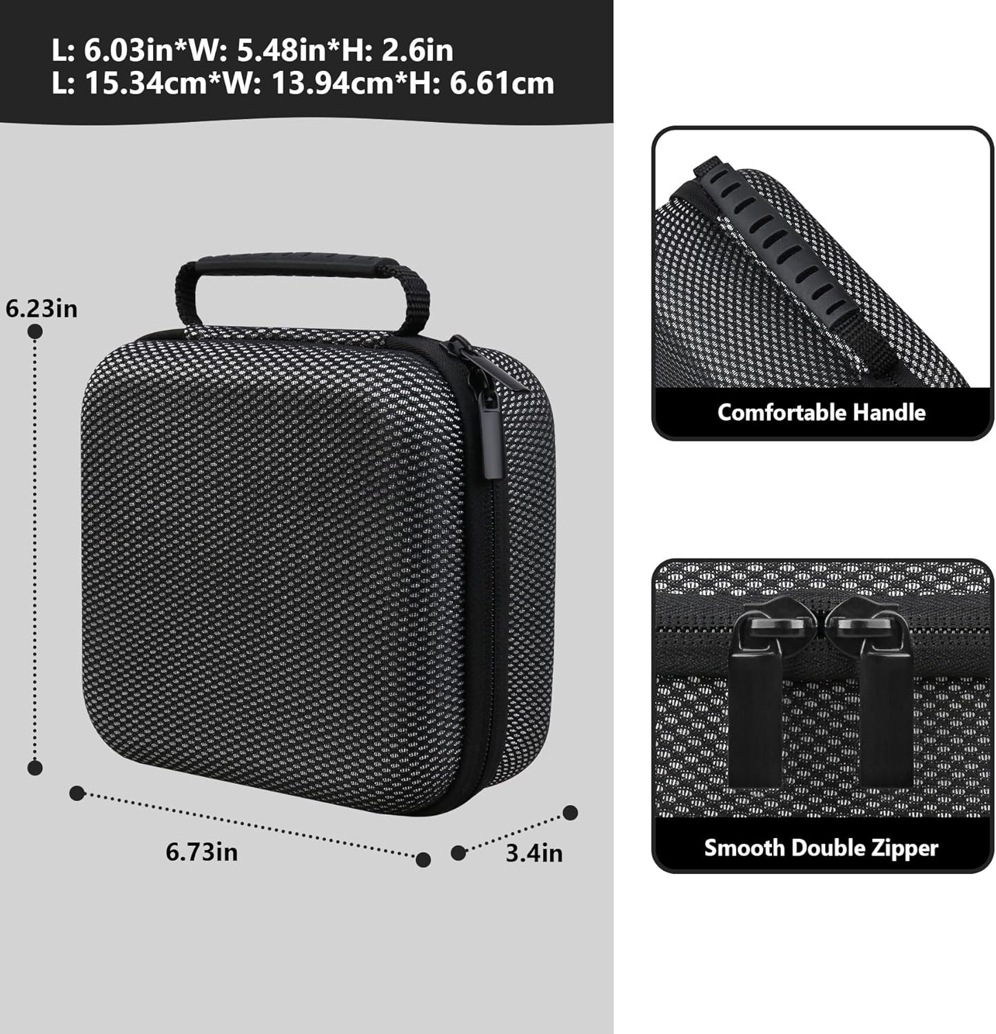 Hard Case for DYMO LetraTag 200B Bluetooth Compact Label Maker, Storage Holder Bag with Zipper Mesh Pocket for Label Tapes, Batteries, Charging Cable, Black - Image 3