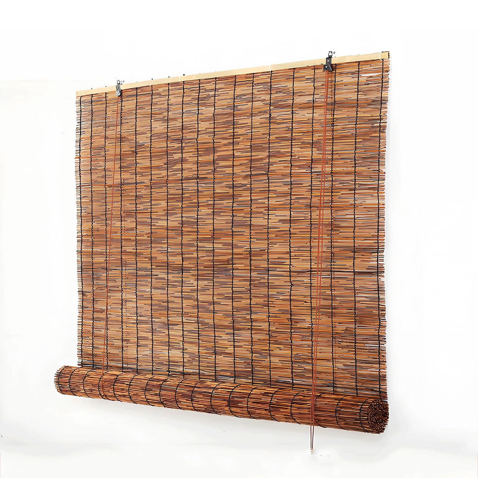 Bamboo curtains, outdoor sunshade roller blinds, combine sun shading and privacy protection, suitable for kitchens, courtyards, gardens, and entrance doors(W70xH100cm)