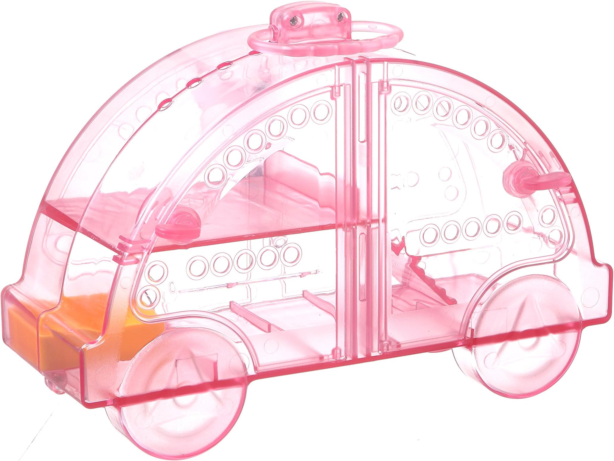 Hamster Cage W/Beetle Car Design - Portable Temporary House For Dwarf Hamsters, Gerbils, Mice (Pink)