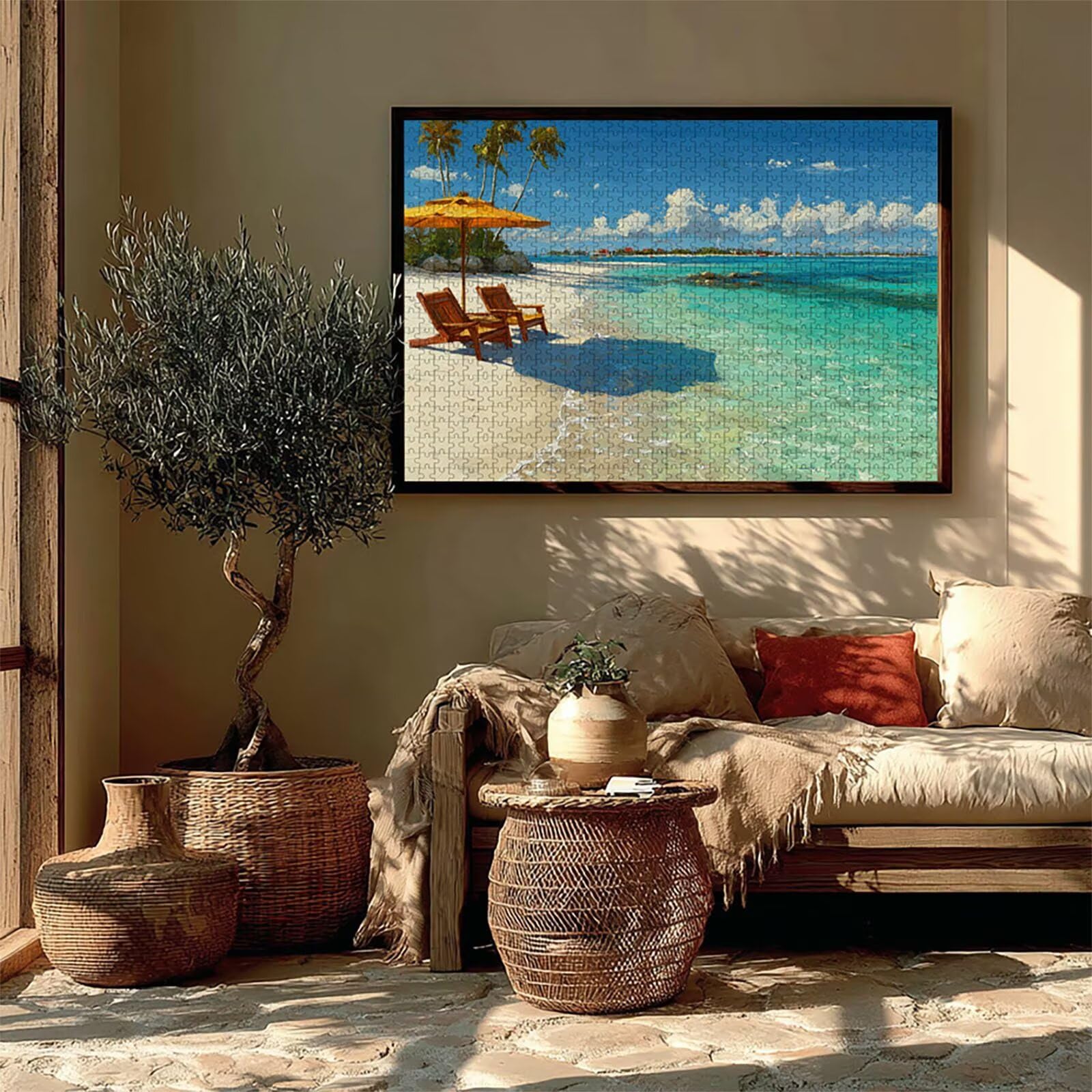 Puzzle Arte con Scatola Blu, Vista Mare Puzzle Legno 5000 Pezzi Adulti 156x105cm, Attività di Intrattenimento ad Alta Difficoltà, DIY Classici Gioco, Jigsaw Per Tutta La Famiglia, Regalo, 0-2816
