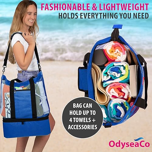 Miniatura 4 de Odyseaco Bolsa de playa impermeable con hielera Bolsas de playa para mujer Vacaciones Beach Essentials Bolsa de piscina y bolsa de playa de malla,
