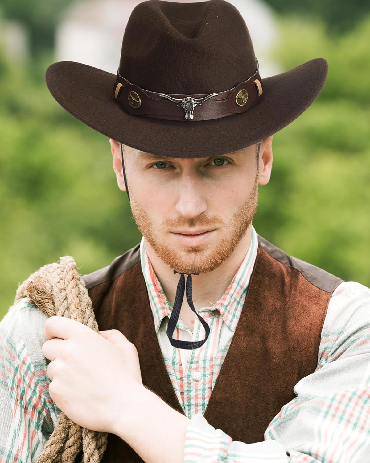 Hercicy 6 Pcs Felt Cowboy Hat Bulk Fall Western Wide Brim Hat for Burning Rodeo Belt Buckle Panama Hat for Men Women Cowgirl - Image 5