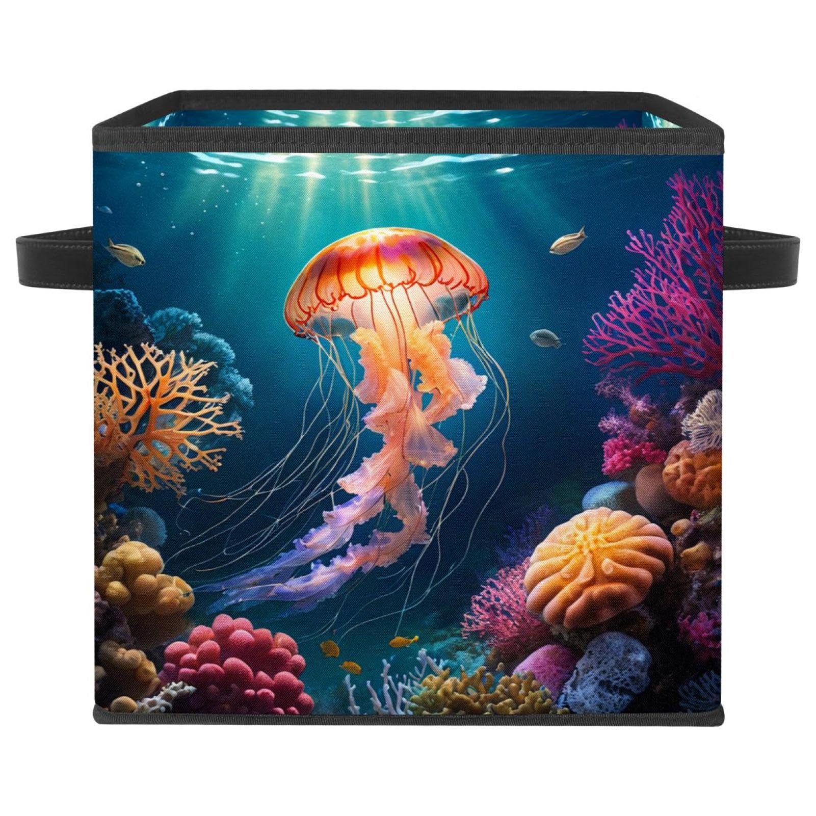 Boîte de rangement pliable en tissu avec poignée en cuir pour armoire et linge
