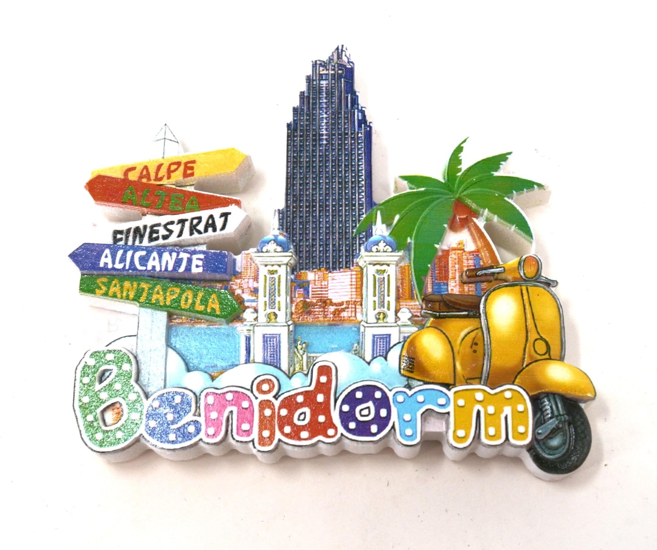 Better With Friends Spanish Flamingo, Spanish Flag, Sevillana Fan Decorative Magnet (Set Of 8Cm Alicante, Altea, Benidorm, Santa Pola, Calpe, Finestrat)