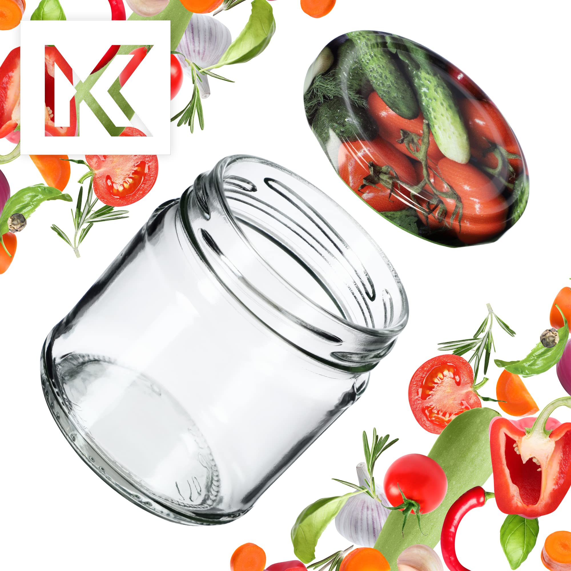 KADAX Set di 50 barattoli in Vetro 200ml Ø66 – Tappo a Vite ermetico, Lavabili in lavastoviglie, per marmellate, Miele, Conserve e spezie