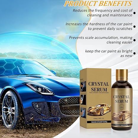 Crystal Serum for Cars, Crystal Serum Ceramic Coating, Advanced Graphene Ceramic Coating, 9H Graphene Coating for Auto Car Detailing, Coat Restore for Paint, Glass & Wheel 100ML