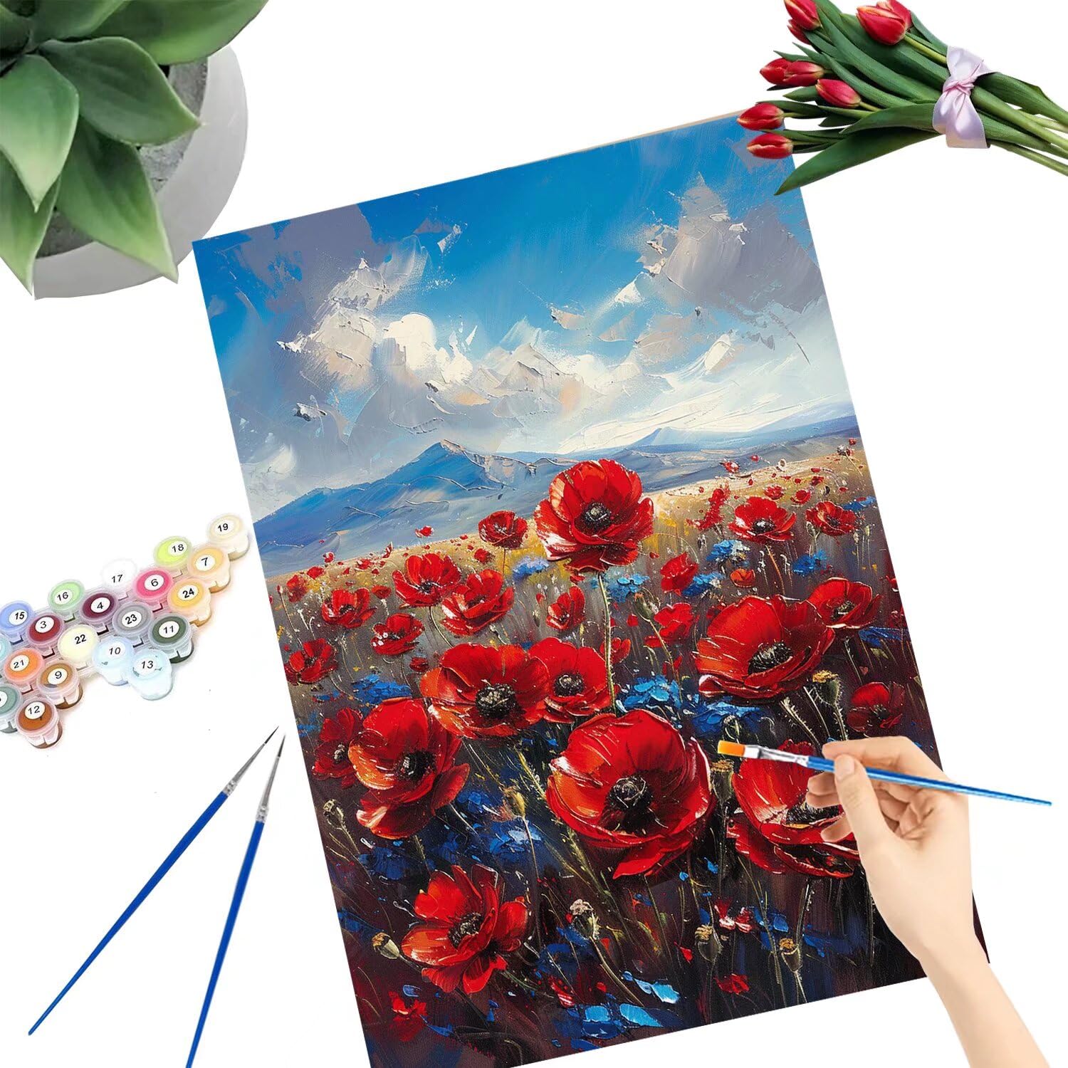 Pintar por Numeros Adultos pintar por numeros niños manualidades niños 10 años, DIY Pintar por Números de Pincel y Pintura acrílica Decoraciones para el Hogar Manualidades, sin Marco 60x80cm C-114