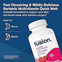 Vista 2 de Bariatric Fusion Multivitamínico bariátrico con hierro Quick Melt Vitaminas sin azúcar para manga gástrica y bypass gástrico Sabor a bayas