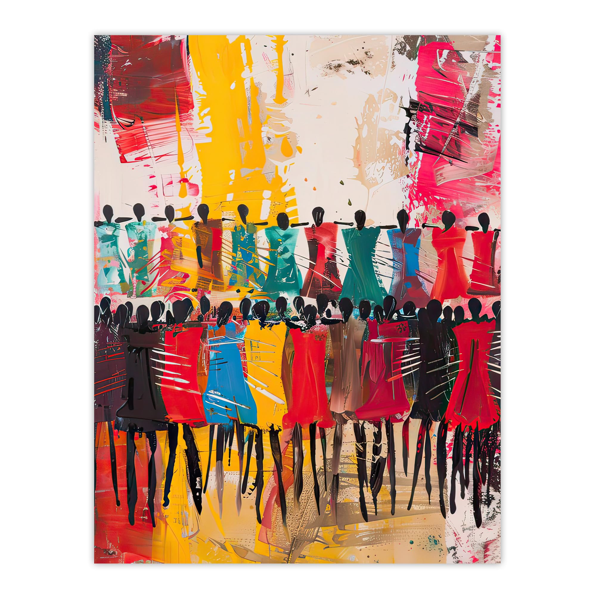 Artery8 Traditional African Choir Colourful Oil Painting Living Room Extra Large XL Wall Art Poster Print