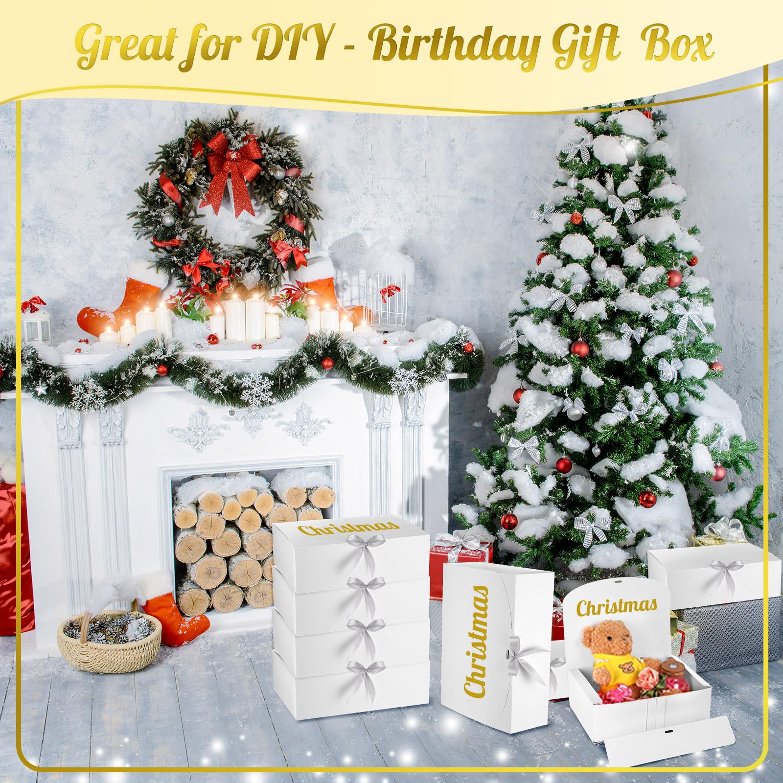 Colarr 24 Stück weiße Geschenkboxen mit Deckel, 30,5 x 22,9 x 10,2 cm, weiße Boxen für Geschenke, Hochzeit, Brautjungfer, Babyparty, Geschenkboxen zum Verpacken von Geschenken, Basteln, Hochzeit,