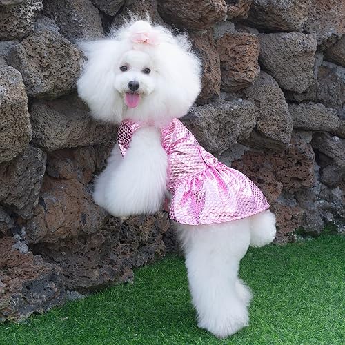 Miniatura 3 de CuteBone - Vestidos brillantes de sirena de verano para cachorros, para perros pequeños, falda de lentejuelas DD11S
