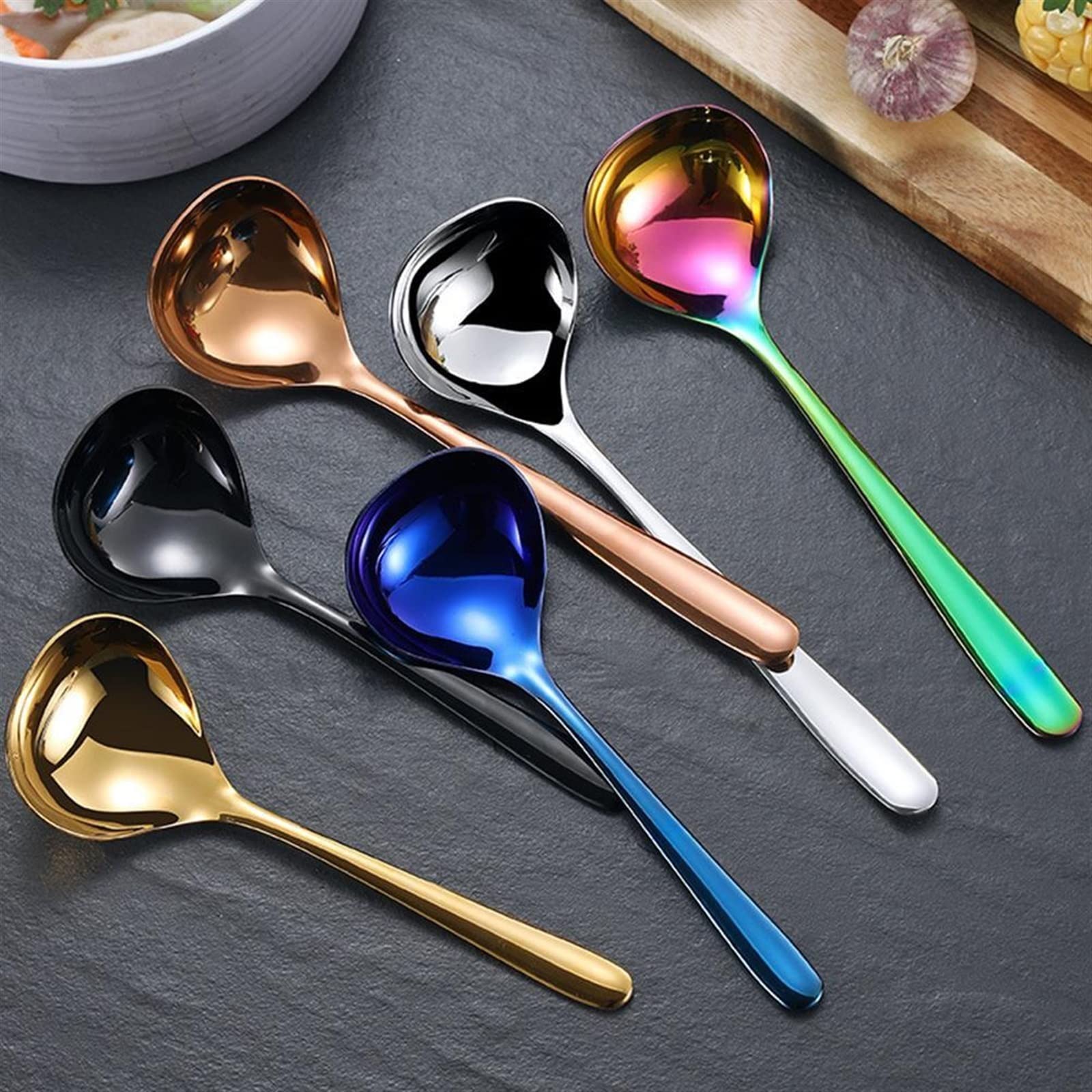 JINGYAN Cuillères à glace Stainless Steel Snack Tea Coffee Spoon Ice Cream(3)