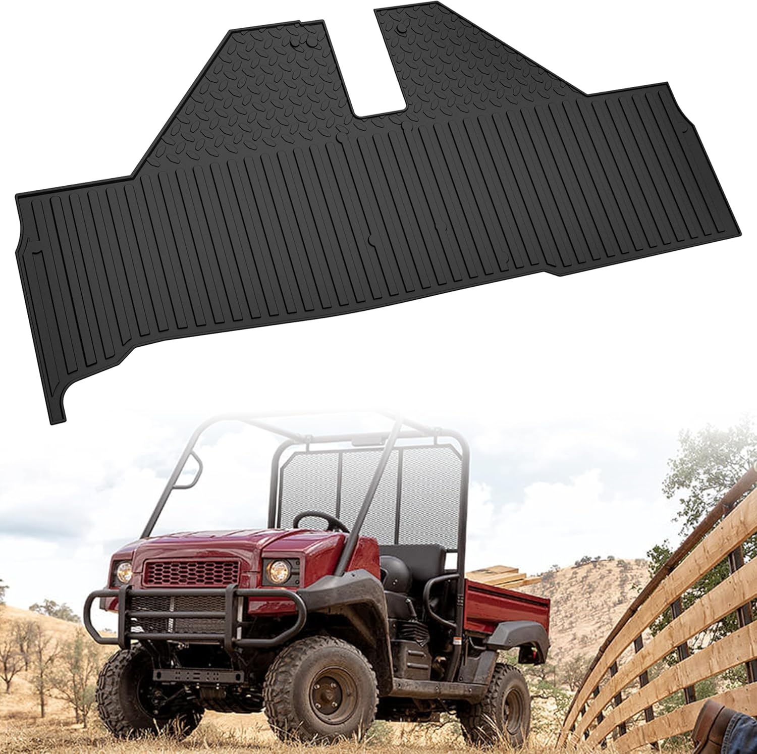 SAUTVS TPE Floor Mat for Kawasaki Mule, Rubber Front Row Floor Liner All Weather Protection Slush Mat for Kawasaki Mule 3010 4000 4010 2005-2025 Accessories (1PC, Replace #KAFT4-013)