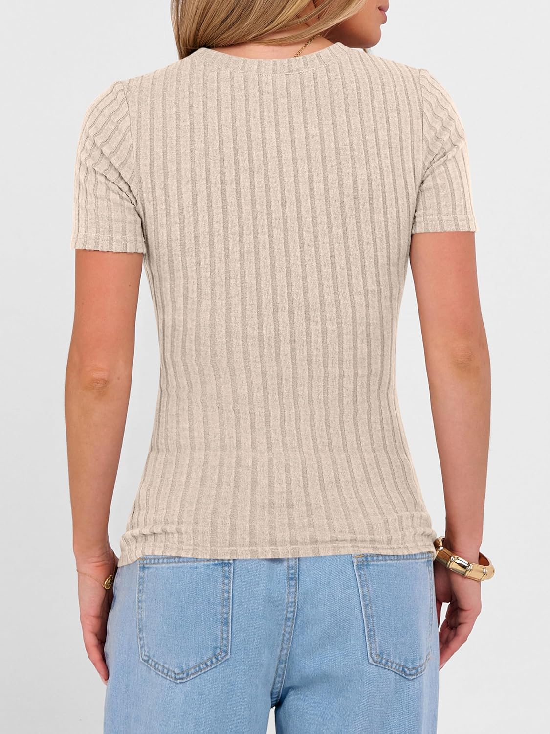 ANRABESS Womens Tops Short Sleeve Crewneck Shirts Slim Fit Ribbed Knit Lightweight Sweater 2026 Summer Dressy Casual T-Shirts - Image 5