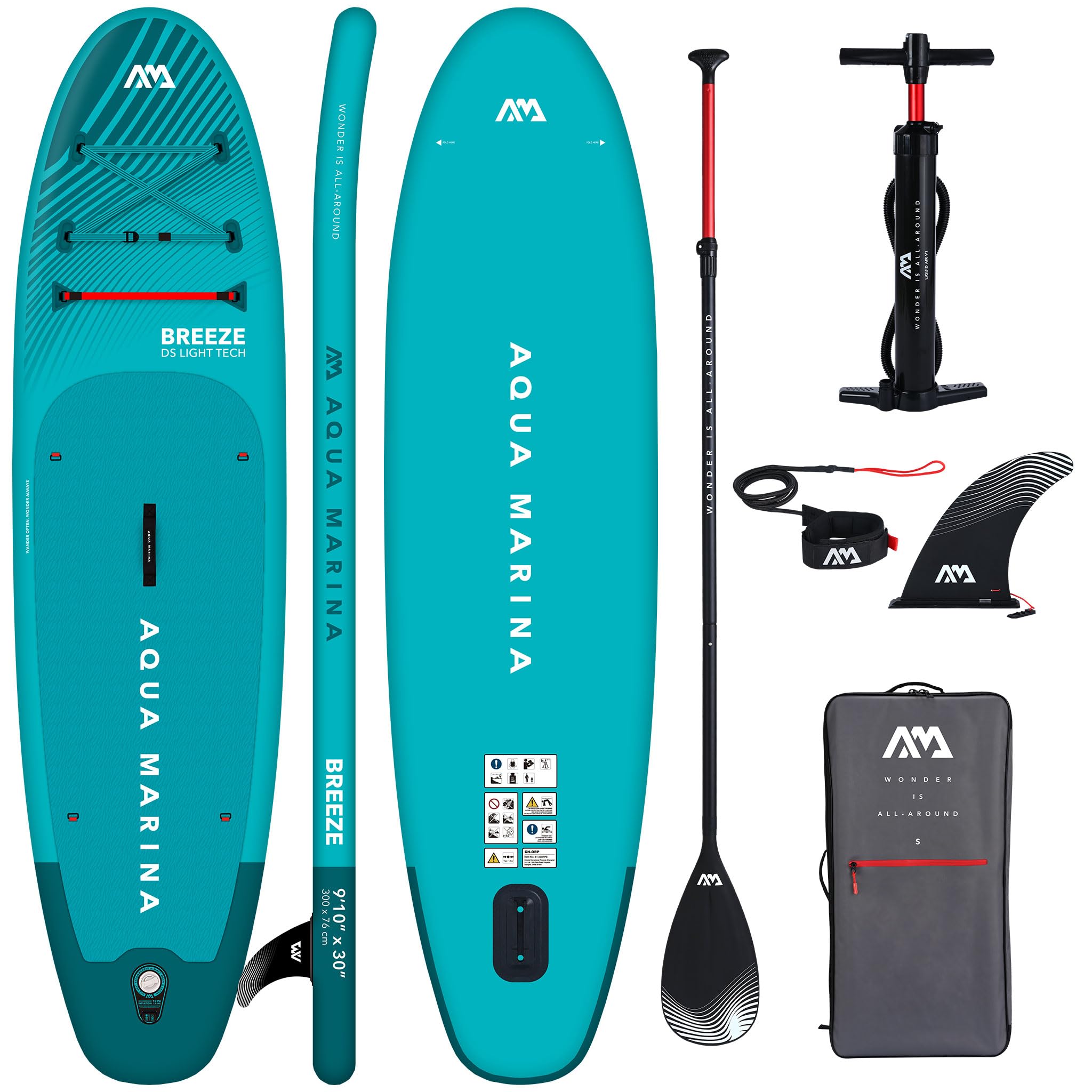 Aqua Marina Breeze 9'10" – Aufblasbares SUP Board Allround für Anfänger – Stand Up Paddle Board Komplettset – Limited Edition Blau