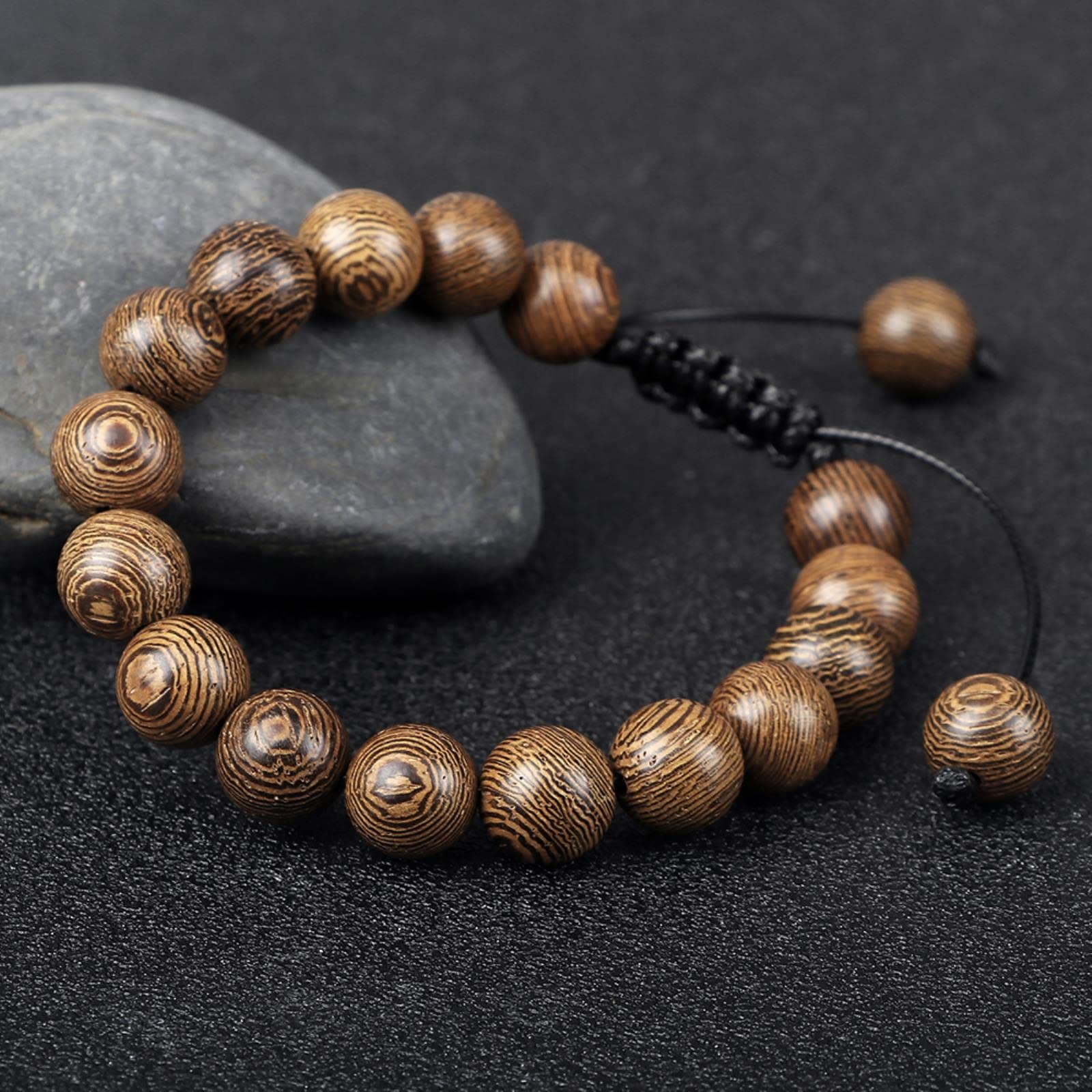 1 pc Holz Perlen geflochten Armband Gebet Armreifen Schmuck Frauen einstellbar paar Armbänder