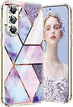 Case for Samsung S25 Plus 5G Marble Silicone Glitter Shockproof Anti-Scratch Protective Bumper Case Ultra Thin Soft Shockproof Case Cover for Samsung Galaxy S25+ 5G/4G Slim Case (Purple)