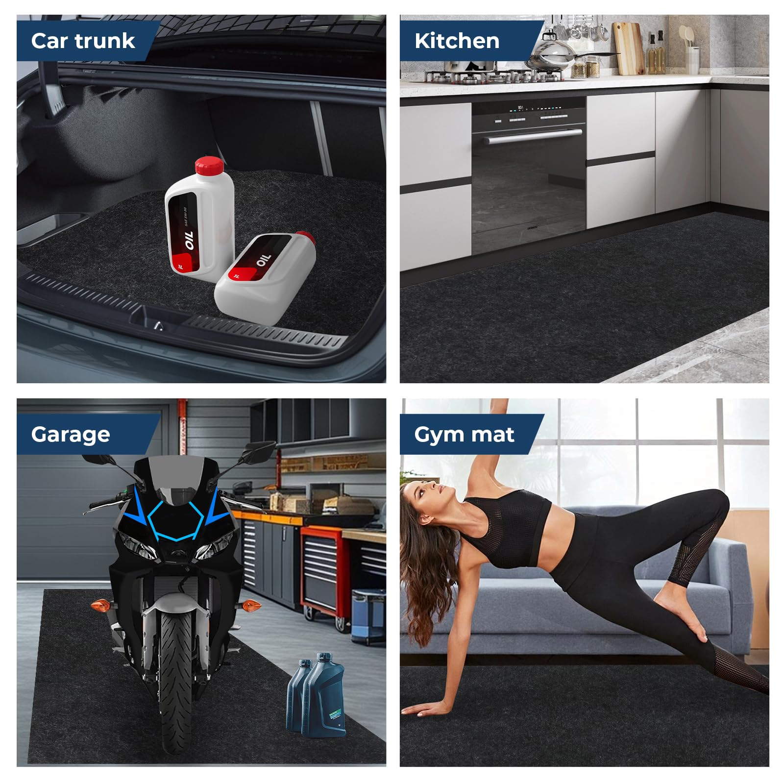 Öl Auffangmatte Garage Ölmatte 520X223CM Ölspritzmatte Öl Auffangmatte Garagenbodenmatte Keine Falten rutschfest Garagenbodenmatte Motorrad Matte Garage für Garage und Hof