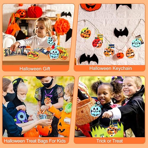 Miniatura 6 de Regalos de fiesta de Halloween para niños, 24 piezas de calabaza de Halloween Pop Fidget its Toys Llavero, juguetes de Halloween golosinas para