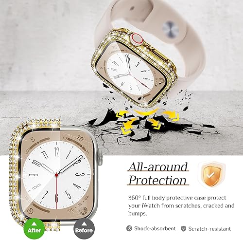 Miniatura 6 de Goton Funda impermeable 2 en 1 compatible con protector de pantalla de Apple Watch de 1.575 pulgadas, 1.614 pulgadas, 1.654 pulgadas, 1.732