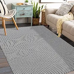 Tapete Sala Antiderrapante 1,40m x 3,00m Zig Zag (Preto)