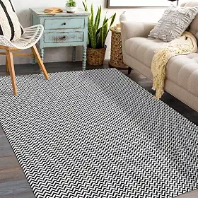 Tapete Sala Antiderrapante 1,40m x 3,00m Zig Zag (Preto)