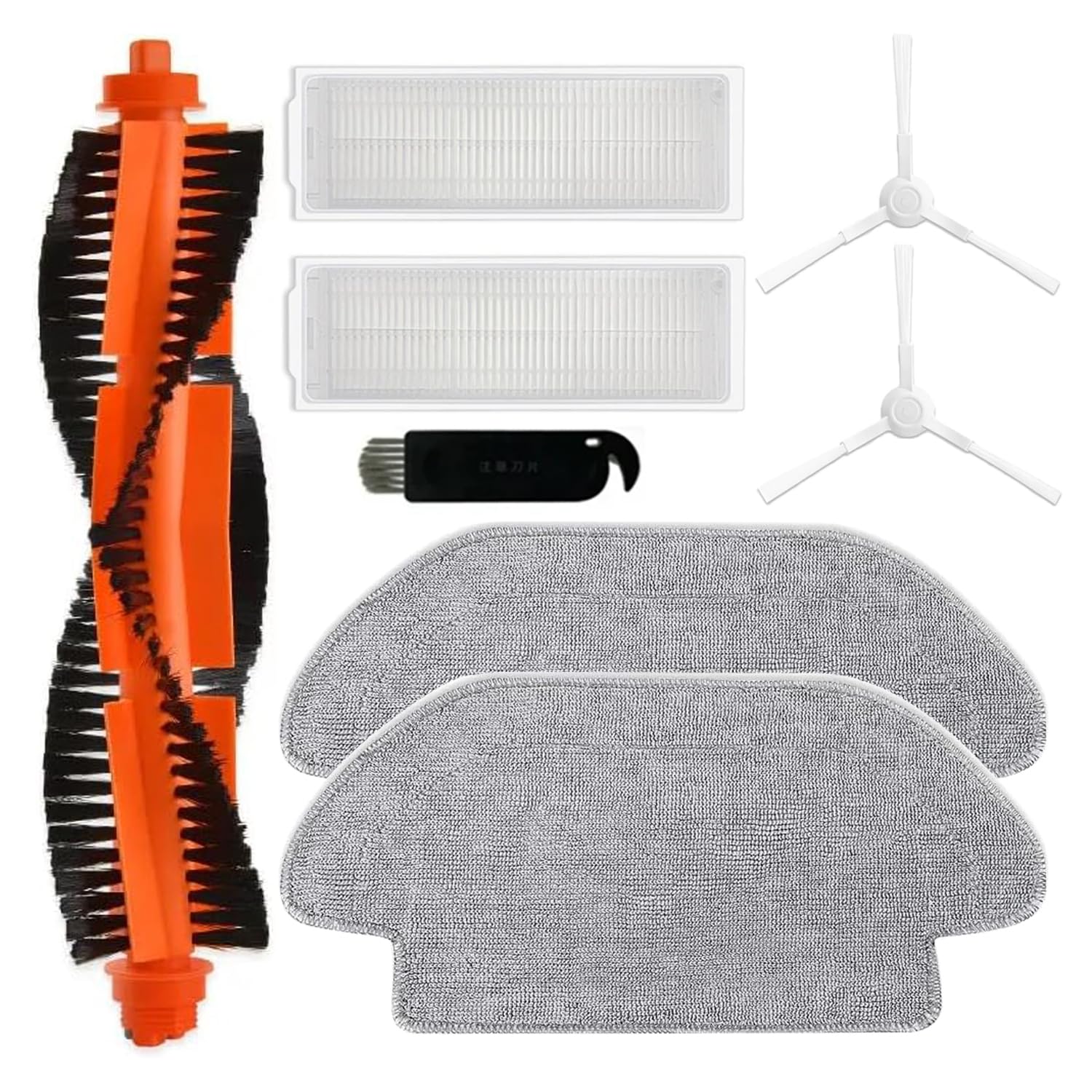 Accesorios de repuesto para aspiradoras robot Xiaómi S10 S12 B106GL, 8 piezas El juego de accesorios incluye 1 cepillo principal, 2 filtros HEPA, 2 almohadillas de limpieza, 2 cepillos laterales, 1