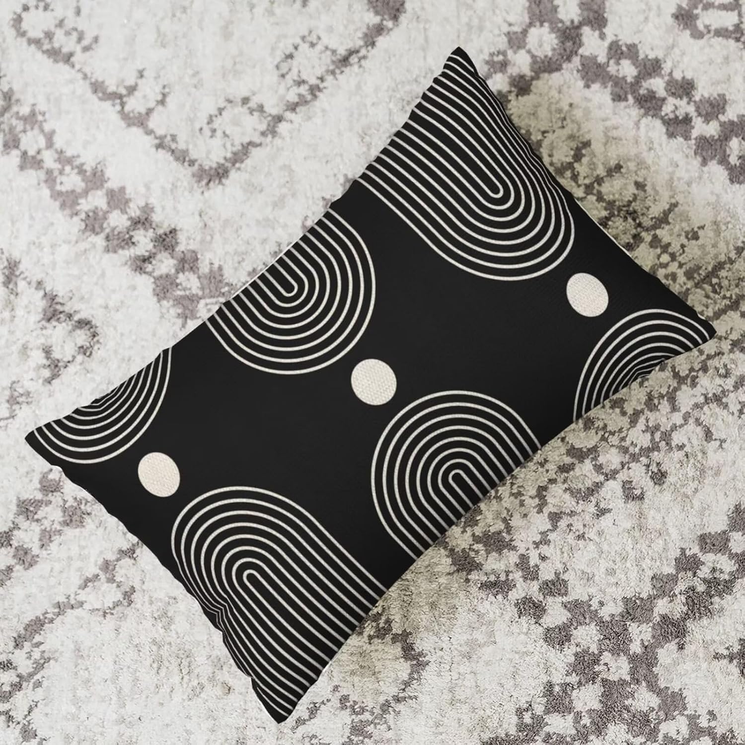 Boho Mid Century Pillow Covers 12x20 Inch Set of 2, Abstract Simple Black and White Decorative Throw Pillowcase Boho Modern Outdoor Farmhouse Cushion Cover for Sofa Couch Bed Living Room Decor image 3