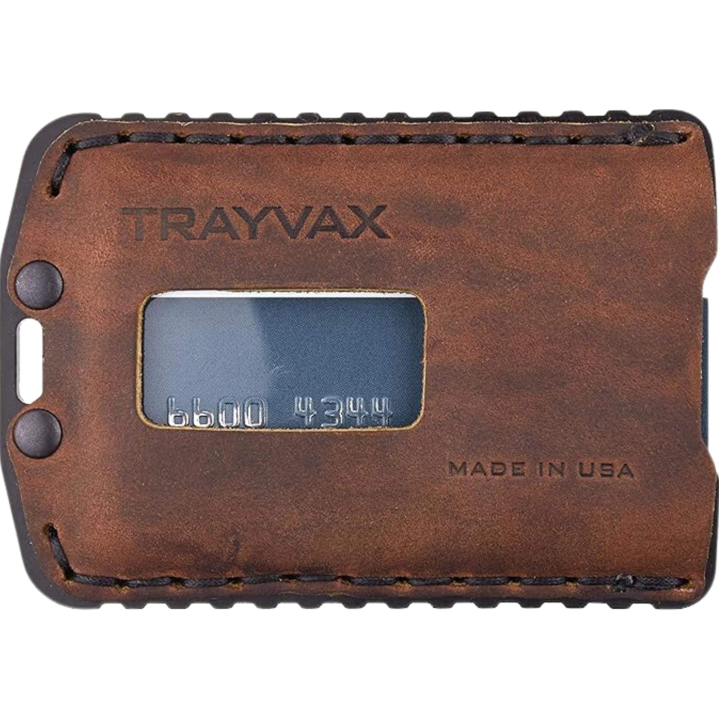Trayvax Ascent Wallet, RFID Front Pocket Money and Credit Card Holder, Minimalist Slim Leather Metal Wallet for Men and Women, Black Mississippi Mud