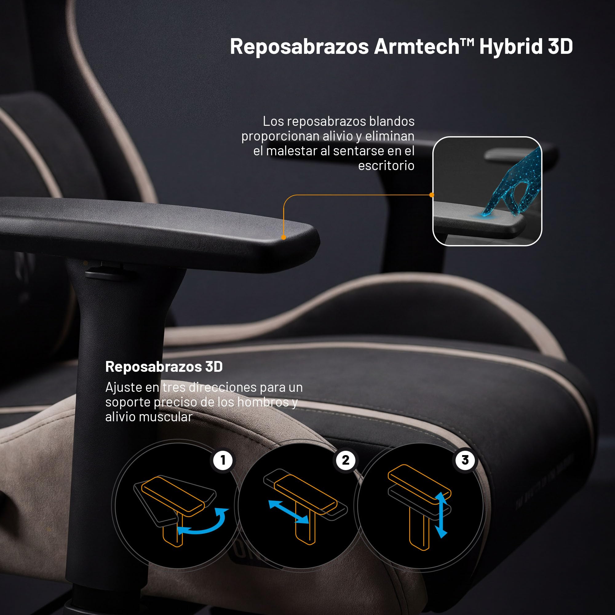 Diablo Silla Gaming ergonomica Tela Transpirable Silla Gamer giratoria hasta 140 kg Respaldo reclinable 140 Grados reposabrazos 3D Ajustables cojin Lumbar reposacabezas Oficina Camel Black