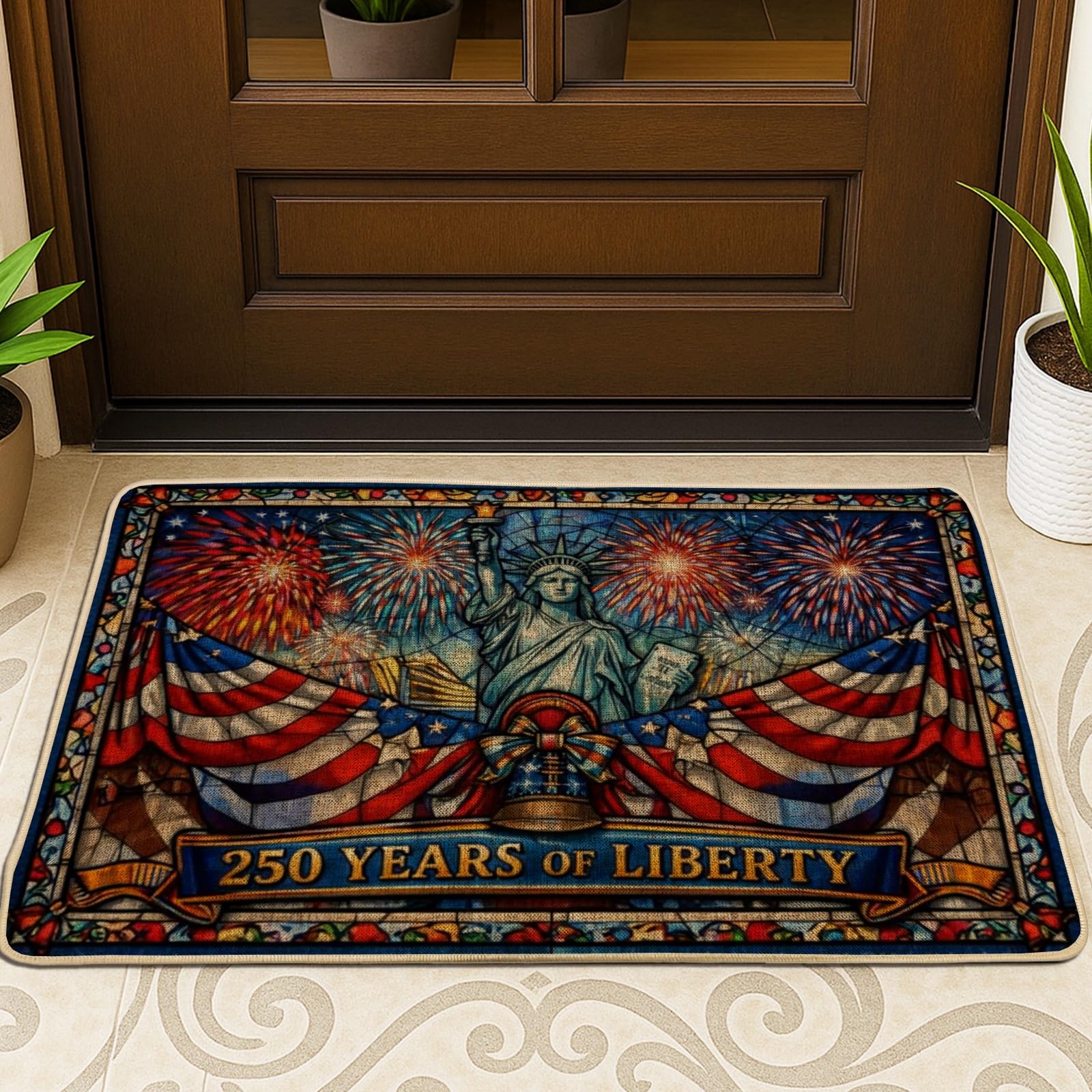 Alfombra decorativa con goma roja antideslizante resistente para porche