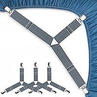 Vista 9 de Correas para sábanas, clips para sábanas fáciles de instalar, clips para sábanas bajeras, dile adiós a las sábanas desordenadas (gris, 8 piezas)