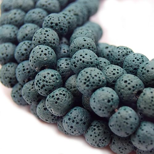 Miniatura 3 de Cuentas de lava  Cuentas difusoras redondas de color verde azulado oscuro  0.551 in