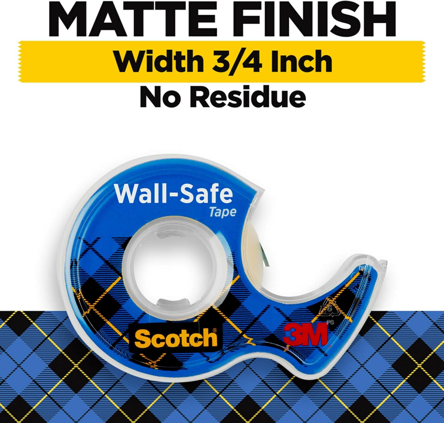 Scotch Wall-Safe Tape, 2 Rolls, Sticks Securely, Removes Cleanly, Invisible, Designed for Displaying, Photo Safe, 3/4 in x 800 in (813S2)