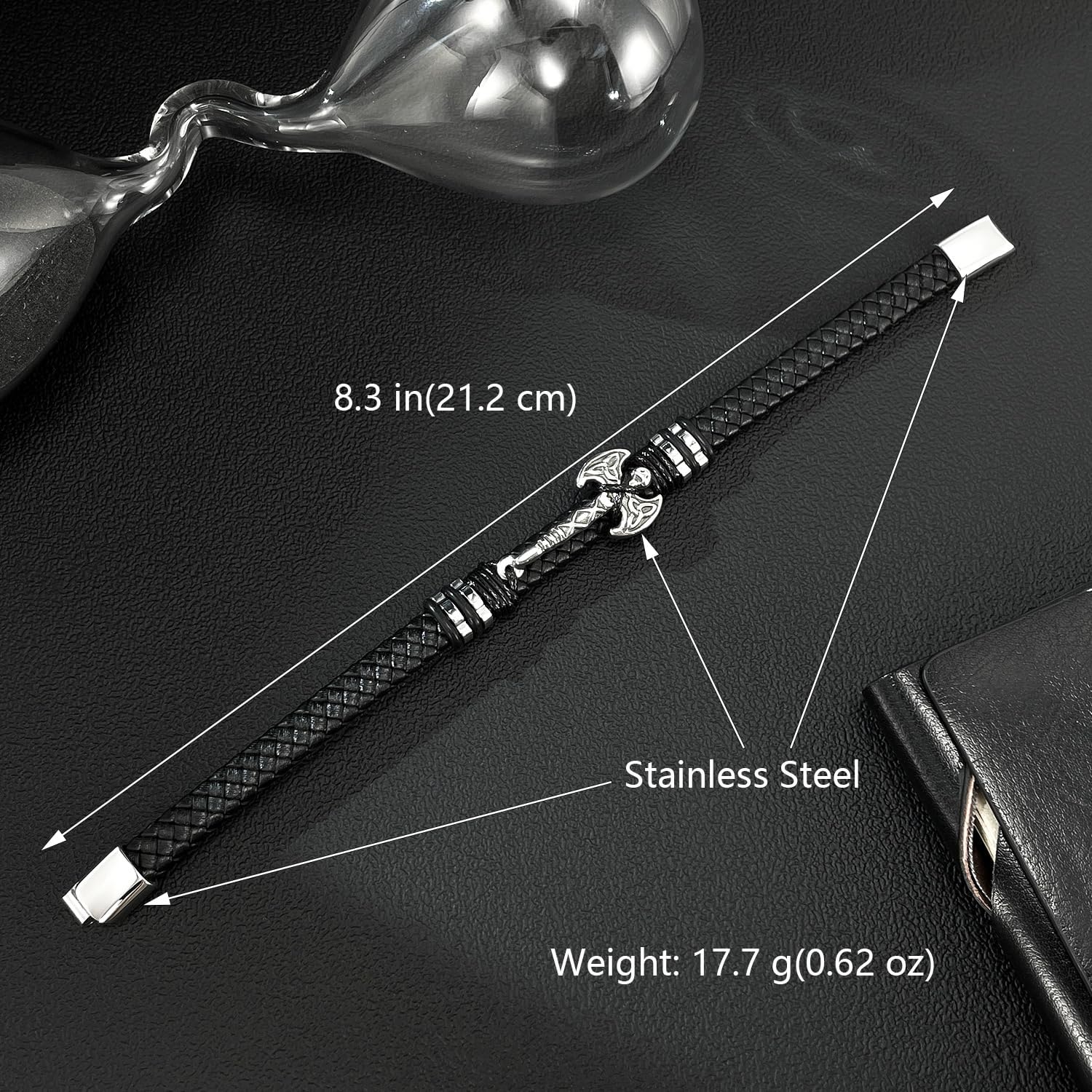 Italian Handmade Genuine Leather Bracelets for Men Stainless Steel Clip, Men's Casual Genuine Multi-layer Cuff Bracelet, Bracelet Gift for Real Men - Image 7