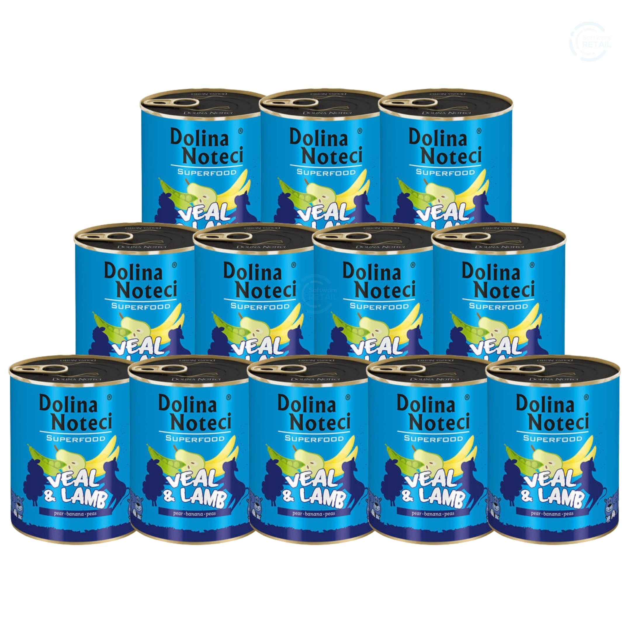Dolina Noteci Premium Premium Grain-Free Dog Food: Veal & Lamb Recipe for Optimal Health - 80% Meat Content! Fresh Fruits, Vitamins, No Grains or Additives – Pure Nutrition! (Veal & Lamb, 12x800g)