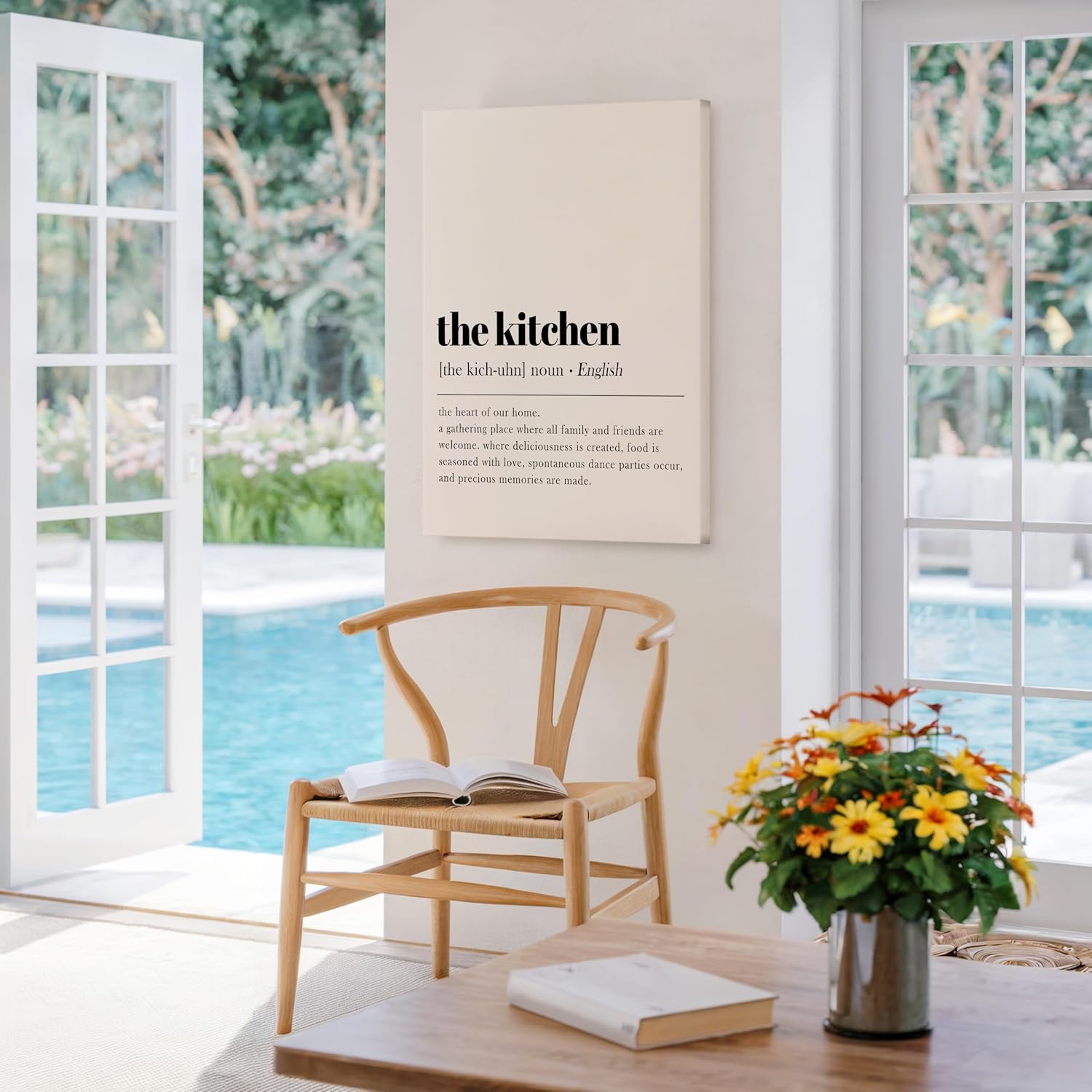 Poster Master Dictionary Art Canvas - Kitchen Definition, Heart Of Home, Simple, Gathering Place - Gift for Family, Friend - Minimalist Print - Wall Decor for Canteen, Pantry - 8x10 STRETCHED Canvas
