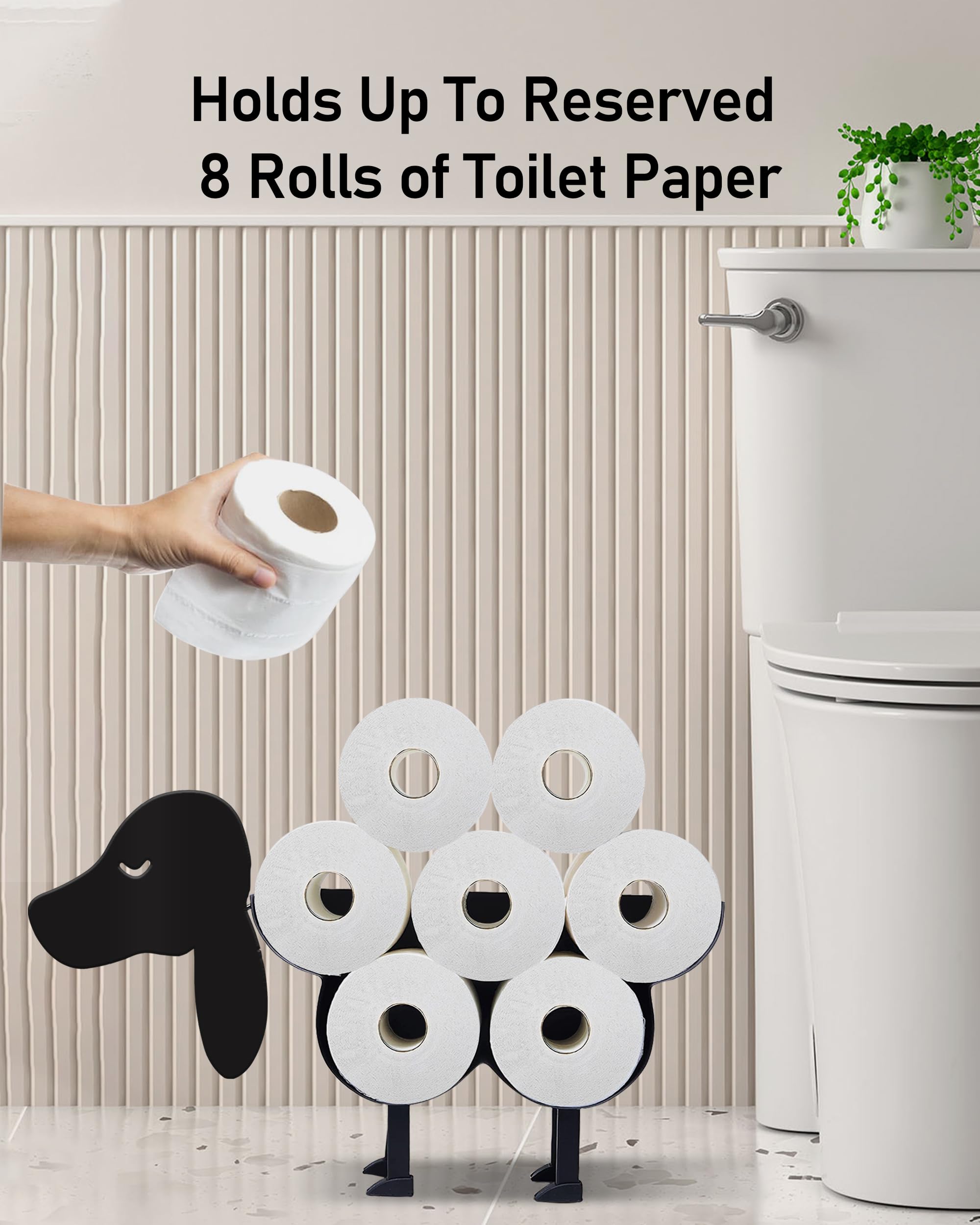 Wigag Dachshund Toilet Paper Holder for 8 Rolls, Wall Mounted Decorative Storage, Farmhouse Bathroom Unique Decor - Image 2
