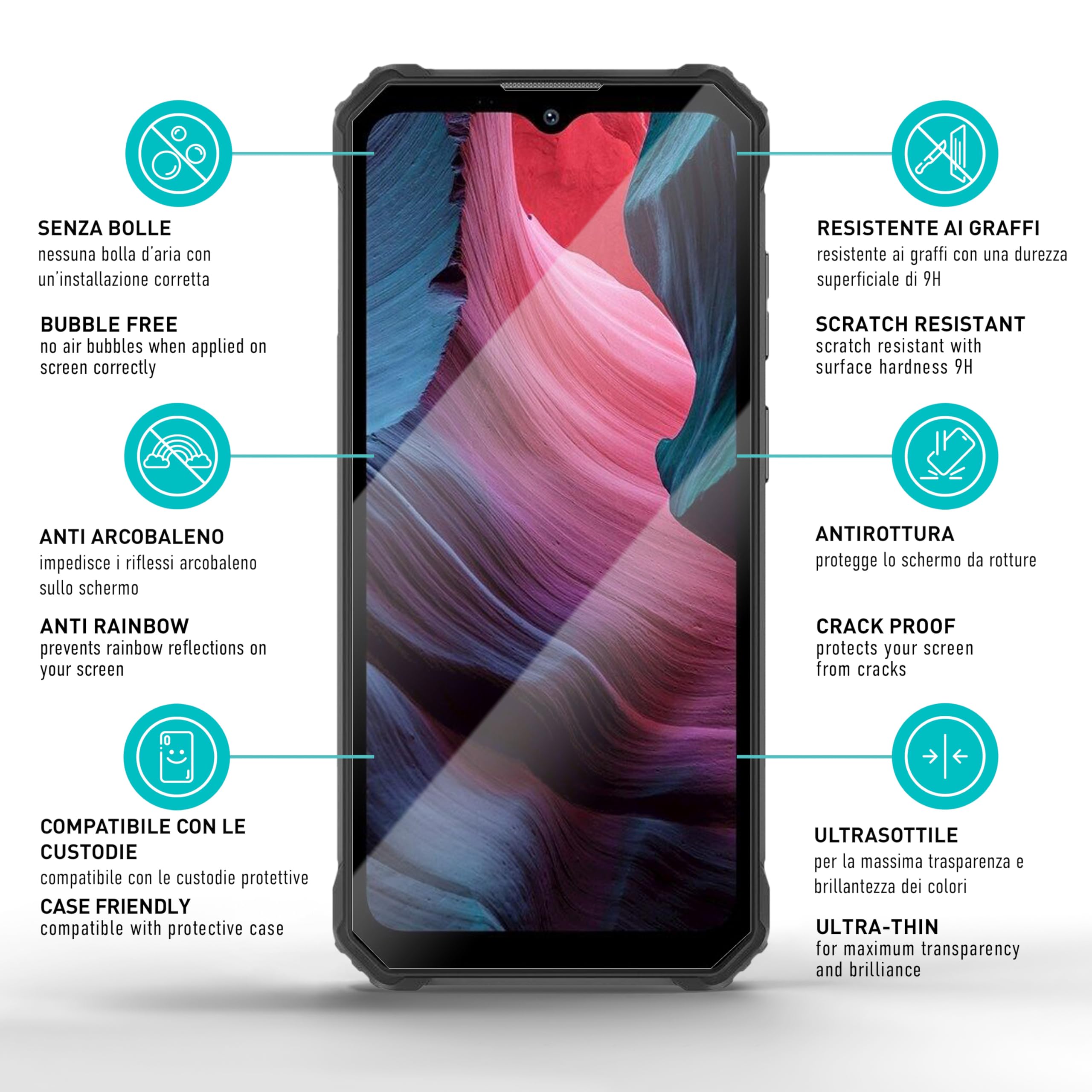 Smartect Vetro Temperato 9H Per ZTE Blade A34 – 3 Pezzi, Pellicola HD Ultra Trasparente, Anti Graffio, Facile Installazione