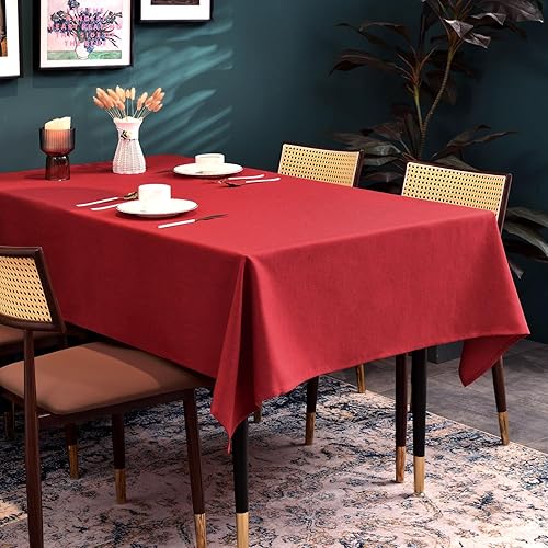 Miniatura 2 de BALCONY & FALCON Mantel rectangular de lino lavable, impermeable, a prueba de aceite, a prueba de arrugas y polvo, utilizado para reuniones,