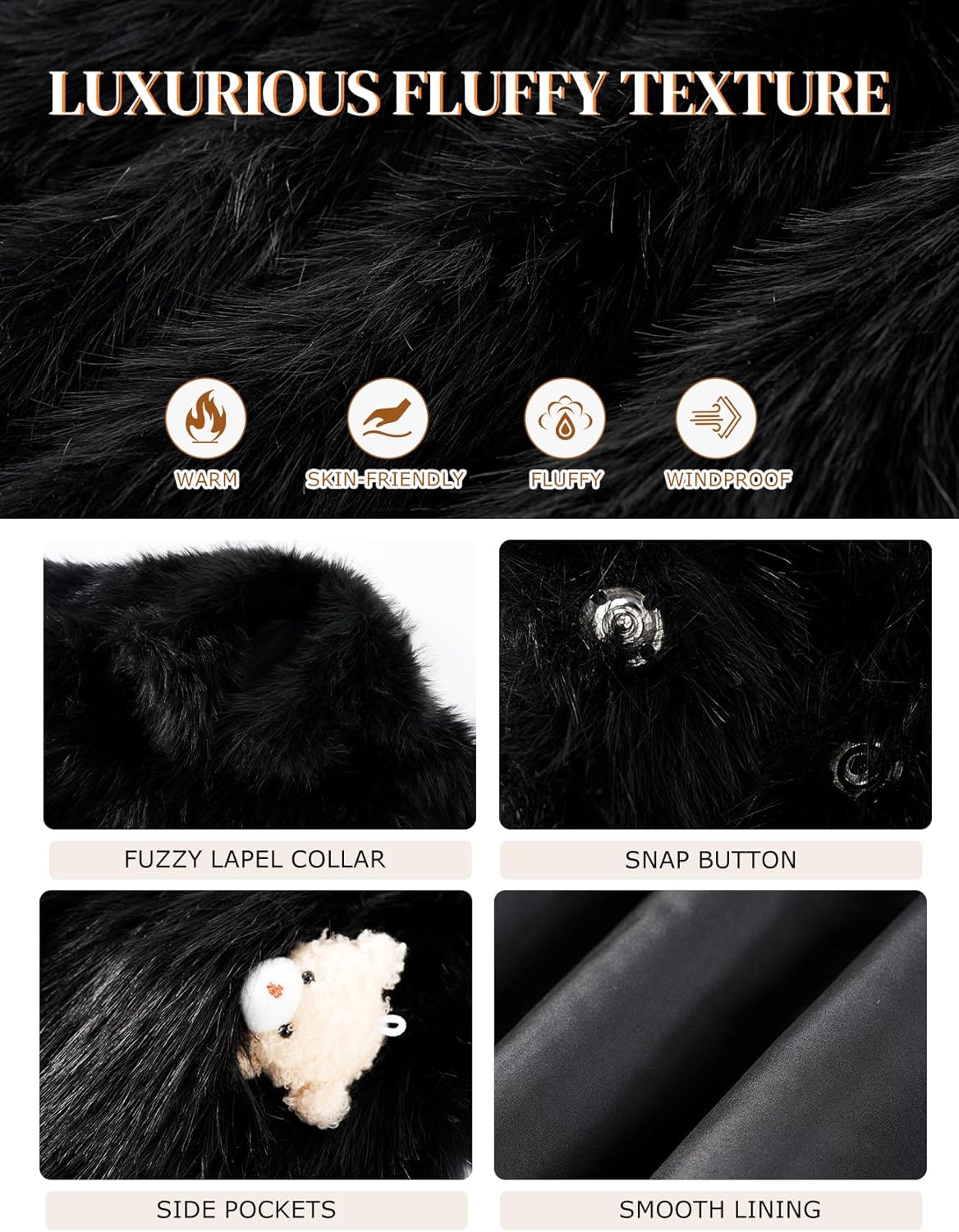 Flygo Girls Faux Fur Coat Fluffy Winter Fur Jacket Midi Lapel Long Sleeve Furry Shaggy Coats Outerwear 5-14 Years - Image 6