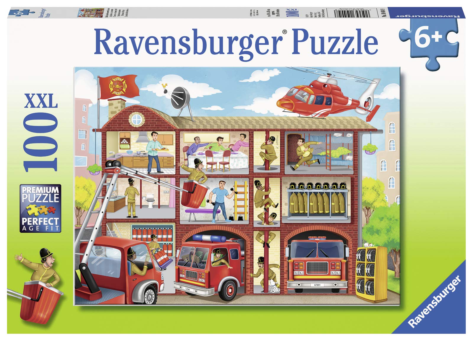 Ravensburger 10404 Firehouse Frenzy, 100 Piece Puzzle For Kids, Every Piece Is Unique, Pieces Fit Together Perfectly, Multicolor, 19.5" X 14.25"
