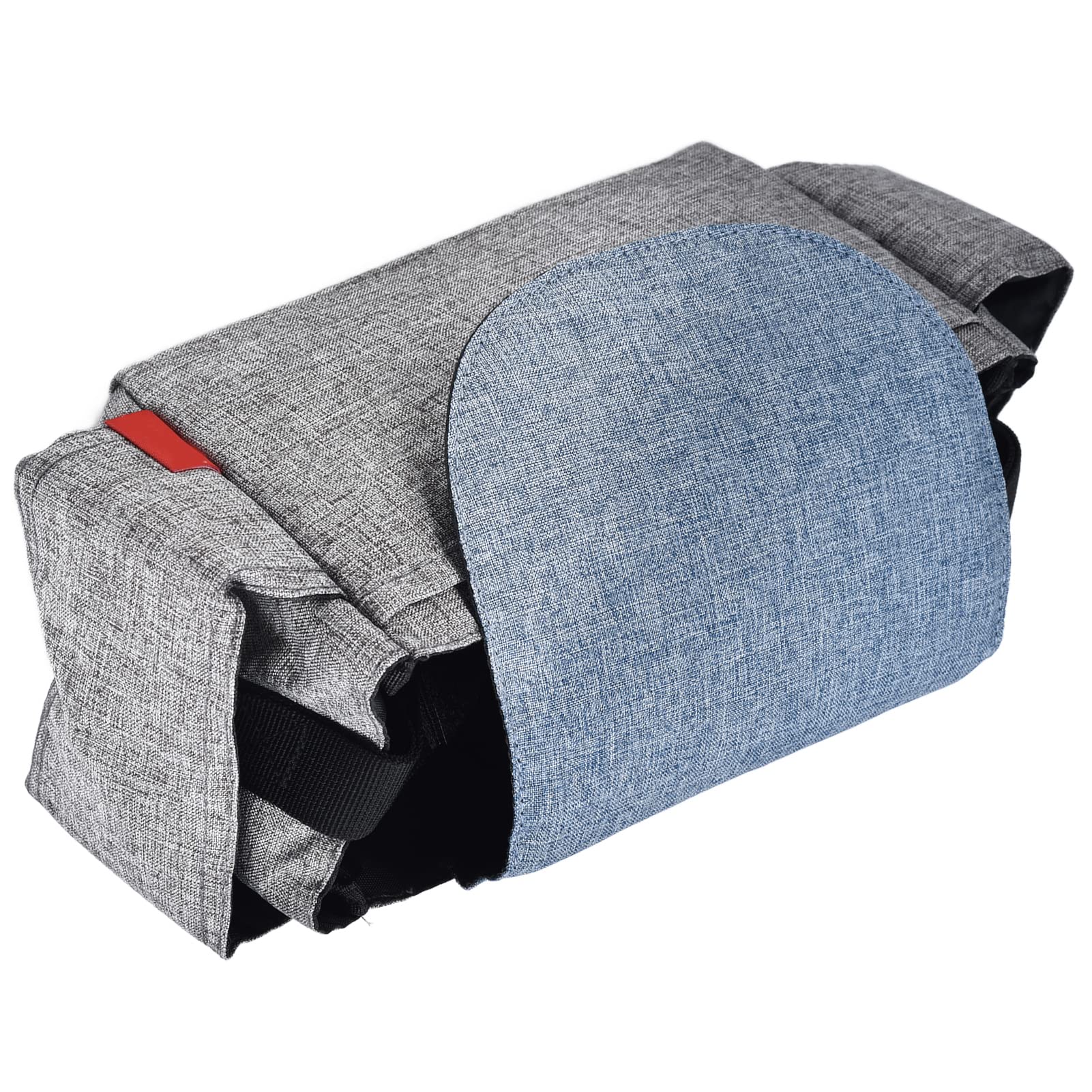 Baby Stroller Accessories, Cotton Linen Baby Stroller Organizer Bag Easy Carry Multi‑Separation Adjustable Handle for Diaper for Phone for Bottle(Smoke Wave ash)-image-44