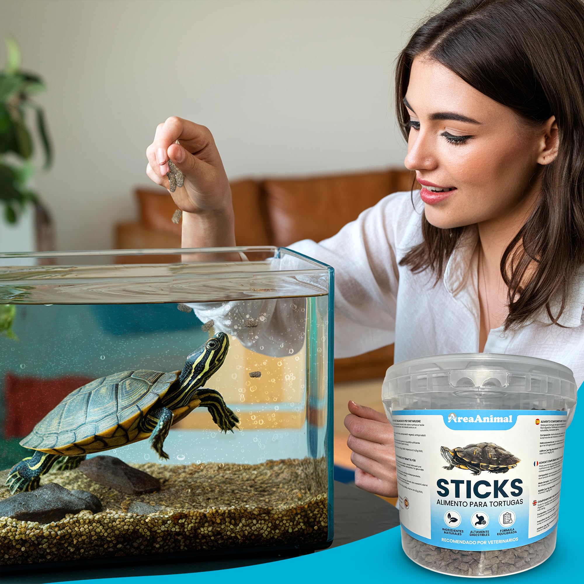 AreaAnimal - Comida Tortugas de Agua, 1.5KG/5L Comida Tortuga Stick, Alimento Tortuga Agua con Alto Valor Nutritivo, Alimento Tortugas Altamente Digestibles — view 6