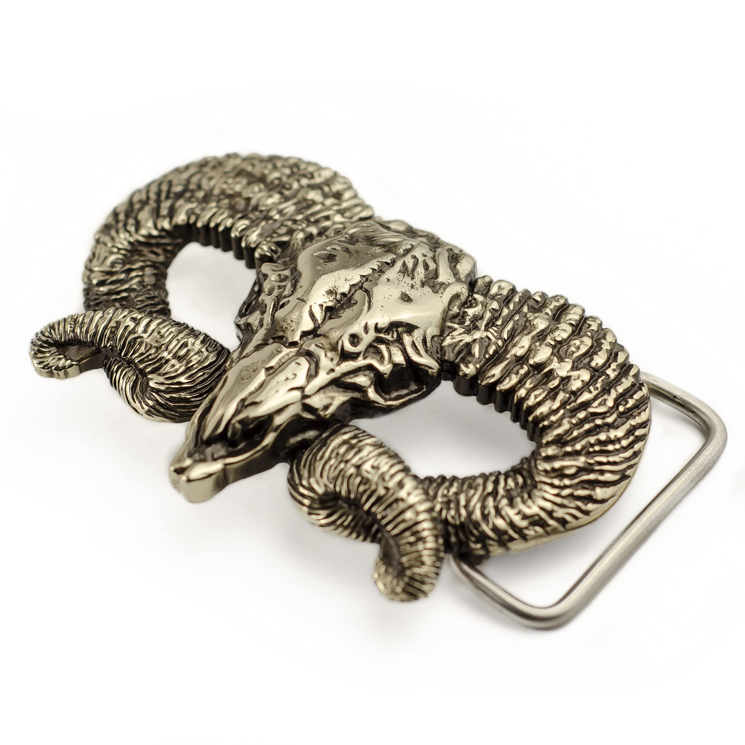 Ram Skull solid german silver belt buckle, nickel silver Handmade Bighorn wild west buckle, Mouflon tribal Trophy Skull